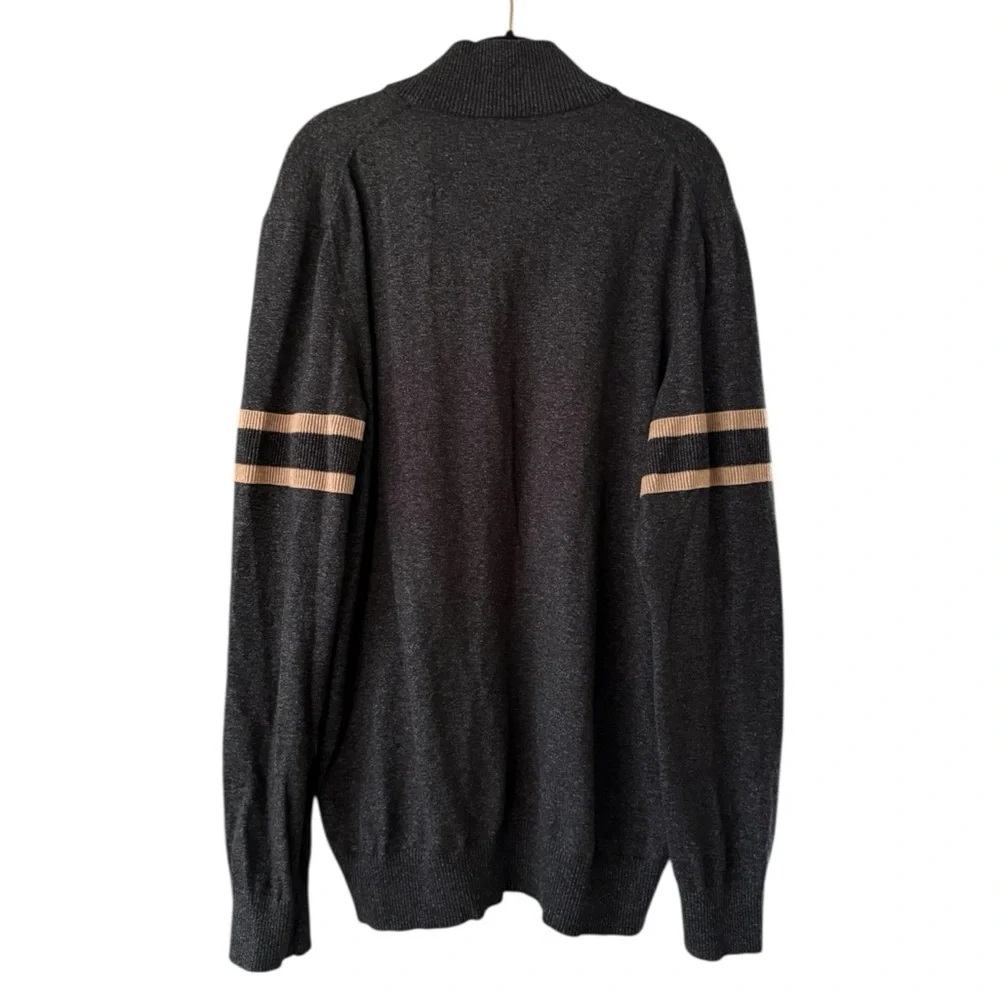 Banana Republic Men's Black Gray Marled Henley Cotton Sweater Size XL Tall